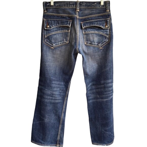 Degree Straight Fit Men's Jeans Size 33x30 Distressed Flap Pocket Dark Wash - Picture 2 of 16